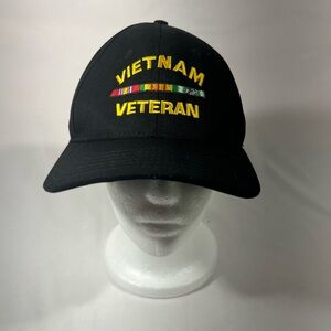 EAGLE CREST VIETNAM VETERAN CAP OFFICIAL MILITARY HEADWEAR MADE IN USA BLACK OS